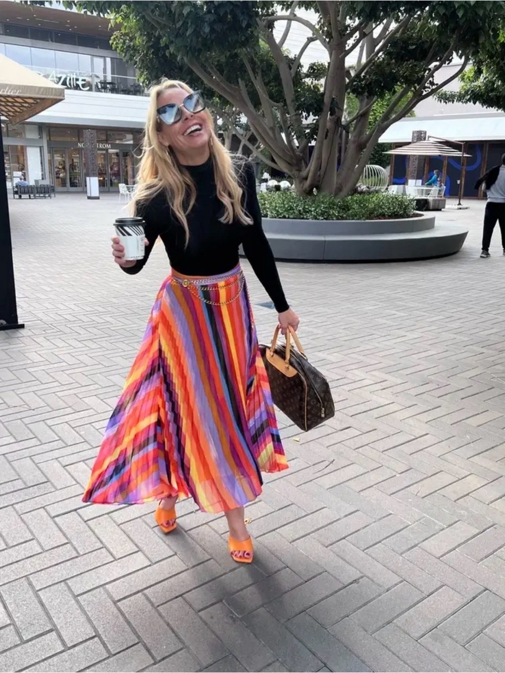 Milly Otha sunset striped pleated midi skirt Multicolor Pleated Midi Skirt